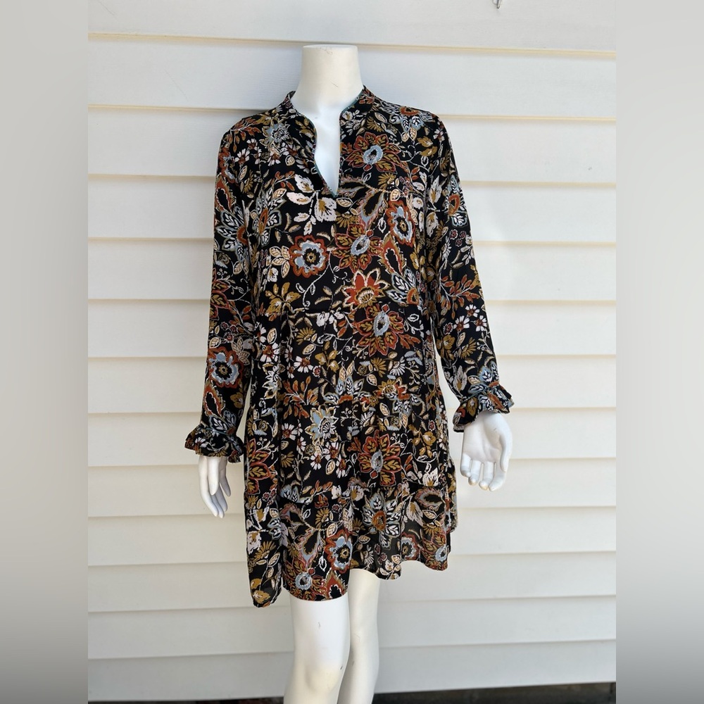 Emma & Michele Brown and Black Bishop Sleeve Dress